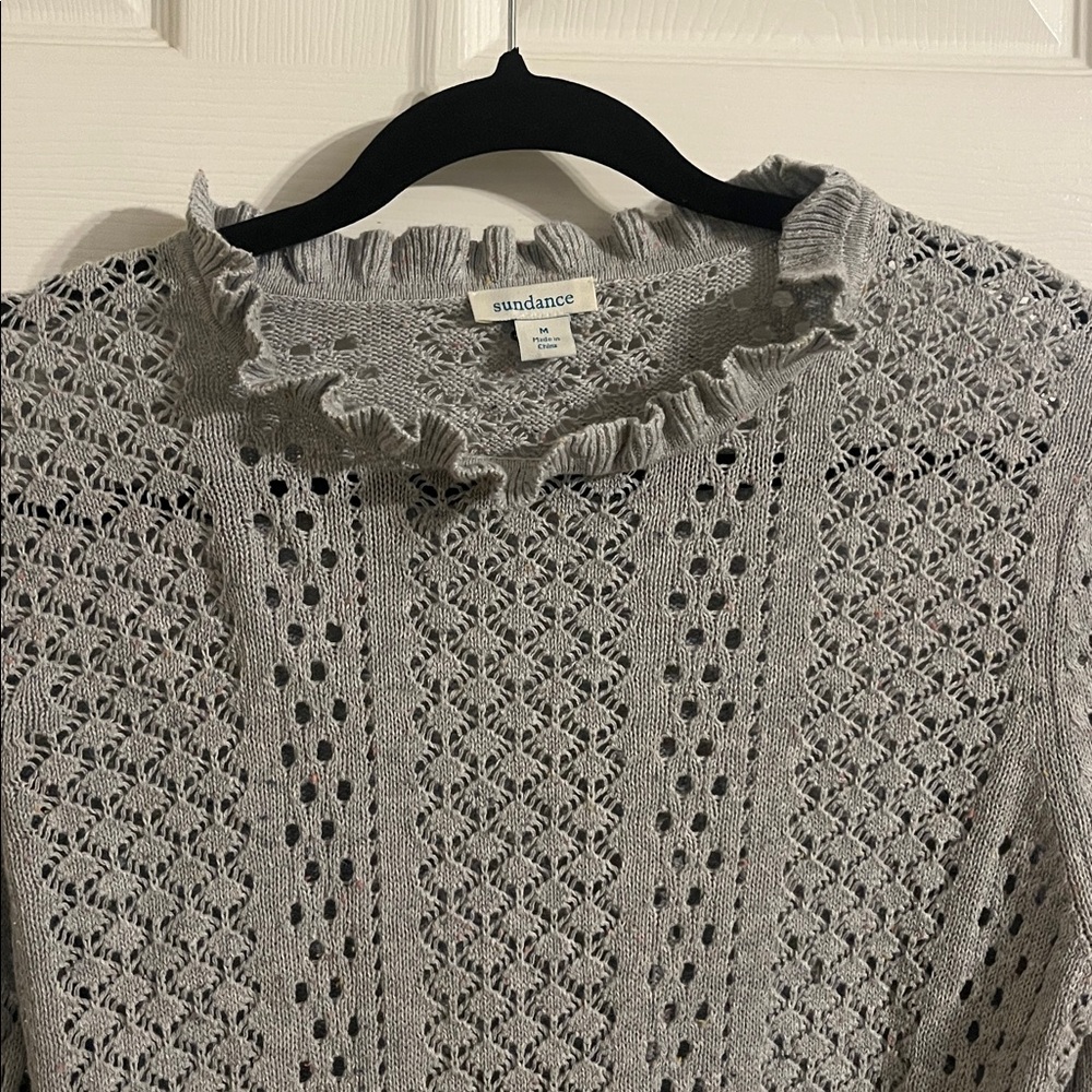 Sundance open knit ruffle neck top - Picture 3 of 9